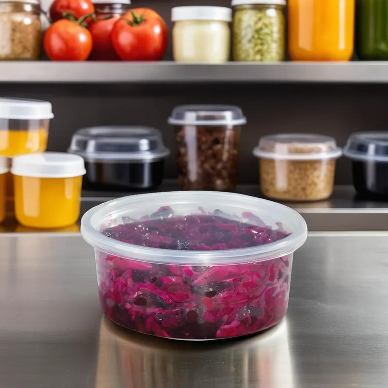 HomeFresh® Deli Container Base 8 OZ PP Clear Round Leak Resistant 500/Case