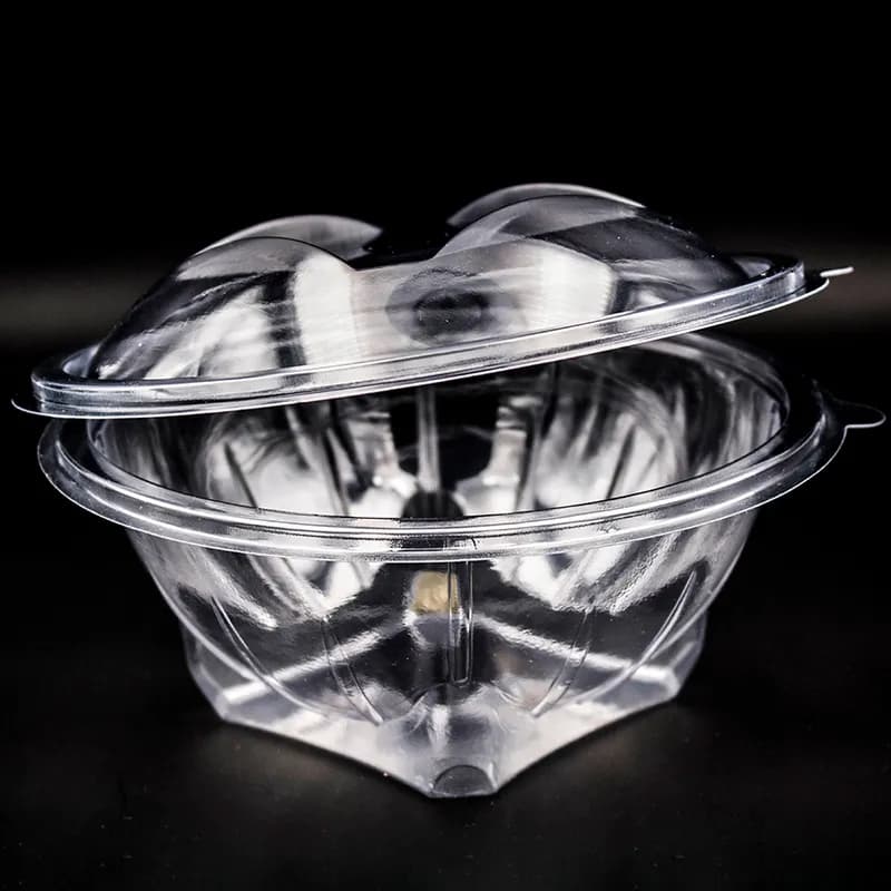 Bowl With Hinged Lid 32 OZ PET Clear Square Bottom 200/Case