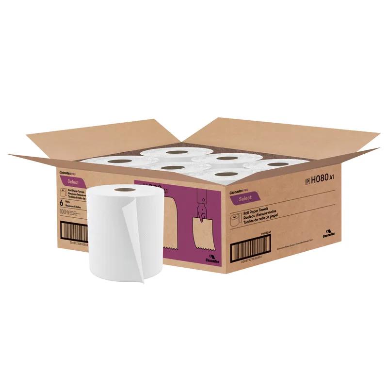 Cascades PRO Roll Paper Towel 7.9IN X800FT 1PLY White 1.9IN Core Diameter 6/Case
