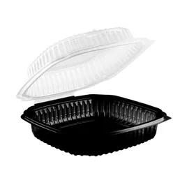 Culinary Lites Take-Out Container Hinged With Dome Lid 9X9X3.0125 IN PP Black Clear Square 120/Case