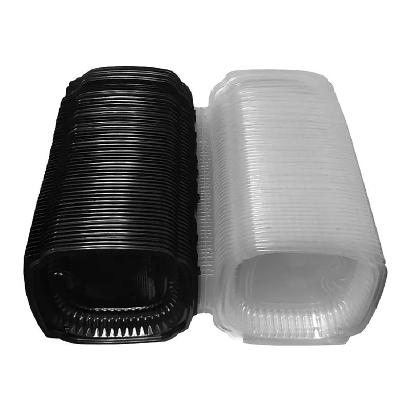 Culinary Lites Take-Out Container Hinged With Dome Lid 9X9X3.0125 IN PP Black Clear Square 120/Case