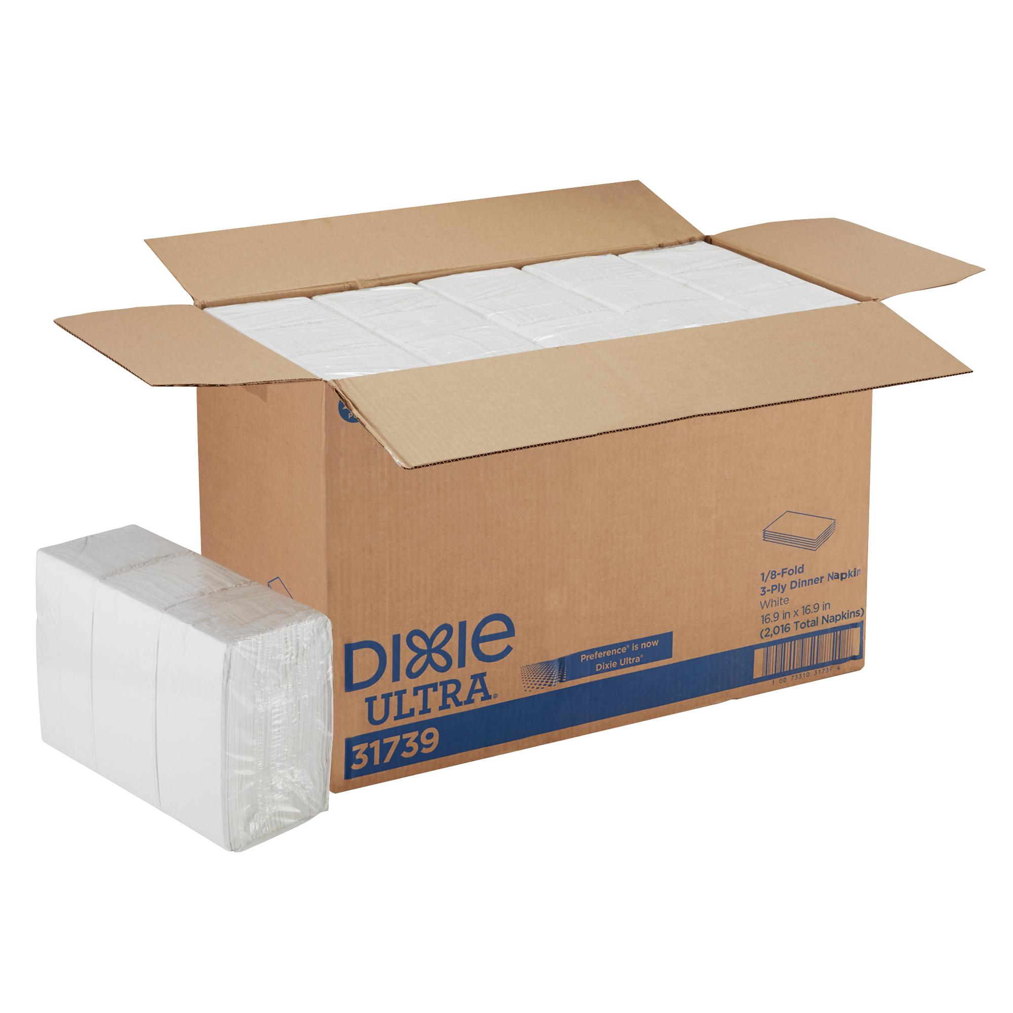 Dixie® Ultra Dinner Napkins 16.9X16.9 IN White 3PLY 1/3 Fold 200/Case