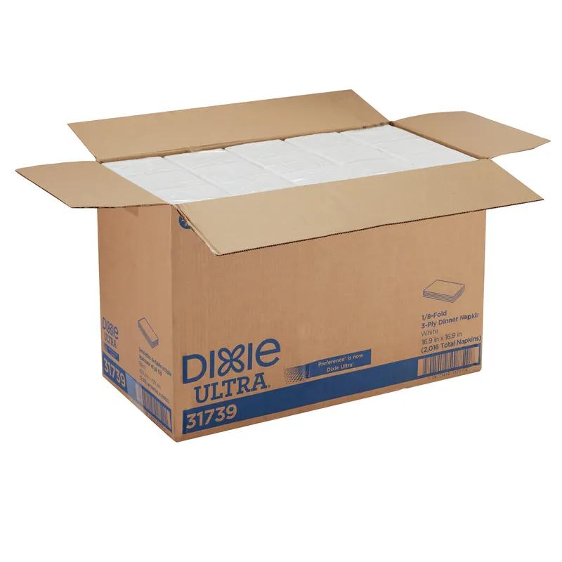 Dixie® Ultra Dinner Napkins 16.9X16.9 IN White 3PLY 1/3 Fold 200/Case