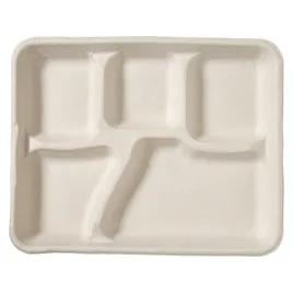 Savaday® Cafeteria & School Lunch Tray 8X10X1 IN 5 Compartment Molded Fiber White Individually Wrapped 240/Case