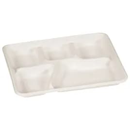 Savaday® Cafeteria & School Lunch Tray 8X10X1 IN 5 Compartment Molded Fiber White Individually Wrapped 240/Case