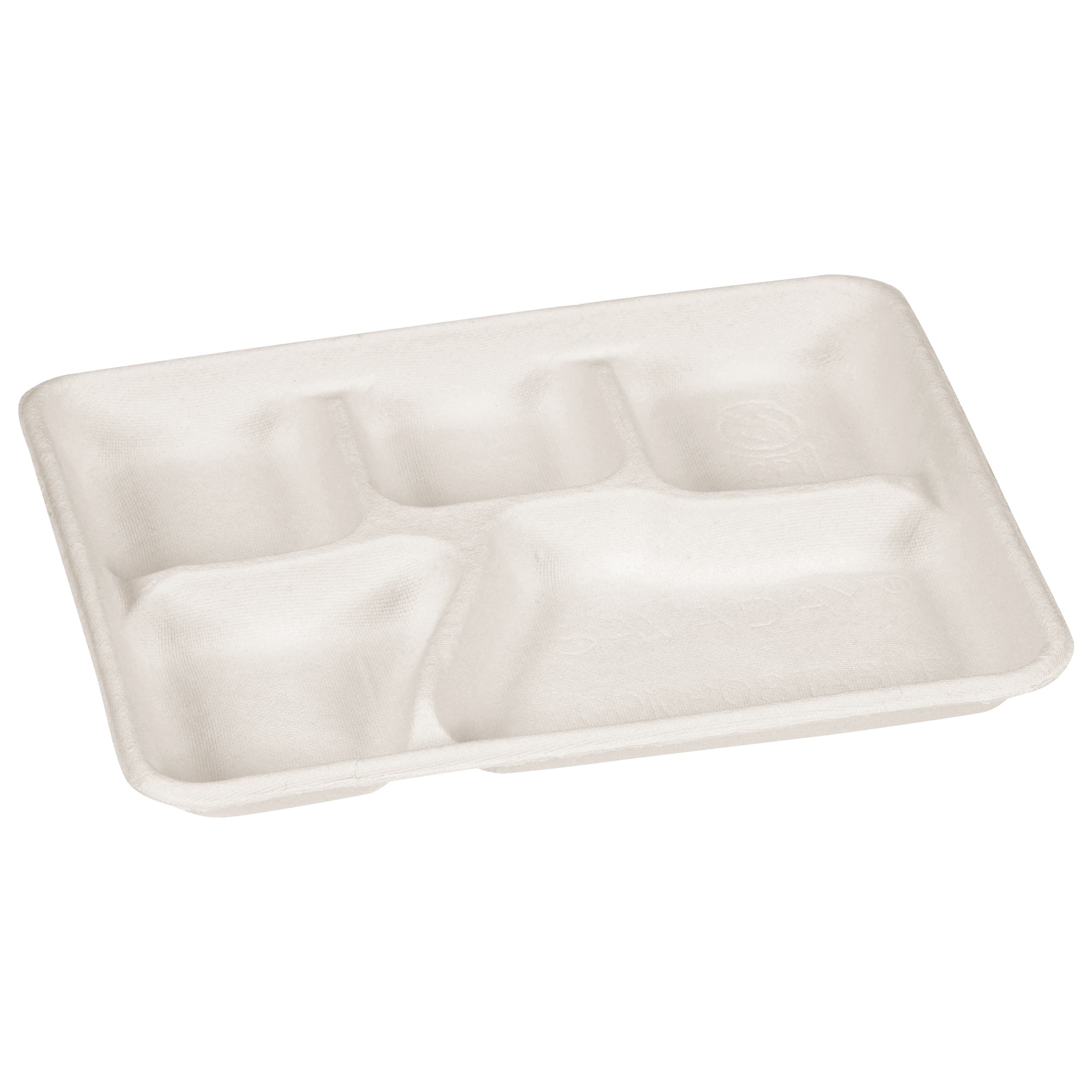 Savaday® Cafeteria & School Lunch Tray 8X10X1 IN 5 Compartment Molded Fiber White Individually Wrapped 240/Case