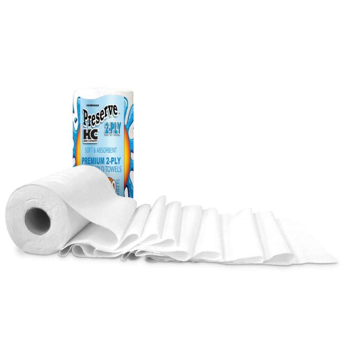 Marcal Pro Preserve Household & Kitchen Roll Paper Towel 9X11 IN 187 FT 2PLY White High Capacity 250 Sheets/Roll