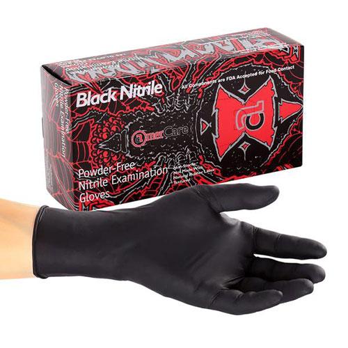 Black Widow Examination Gloves Small (SM) Black 5.5MIL Nitrile Powder-Free 100 Count/Pack 10 Packs/Case 1000 Count/Case