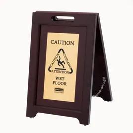 Caution Sign Brass Wood Brass Multilingual 2-Sided 1/Each