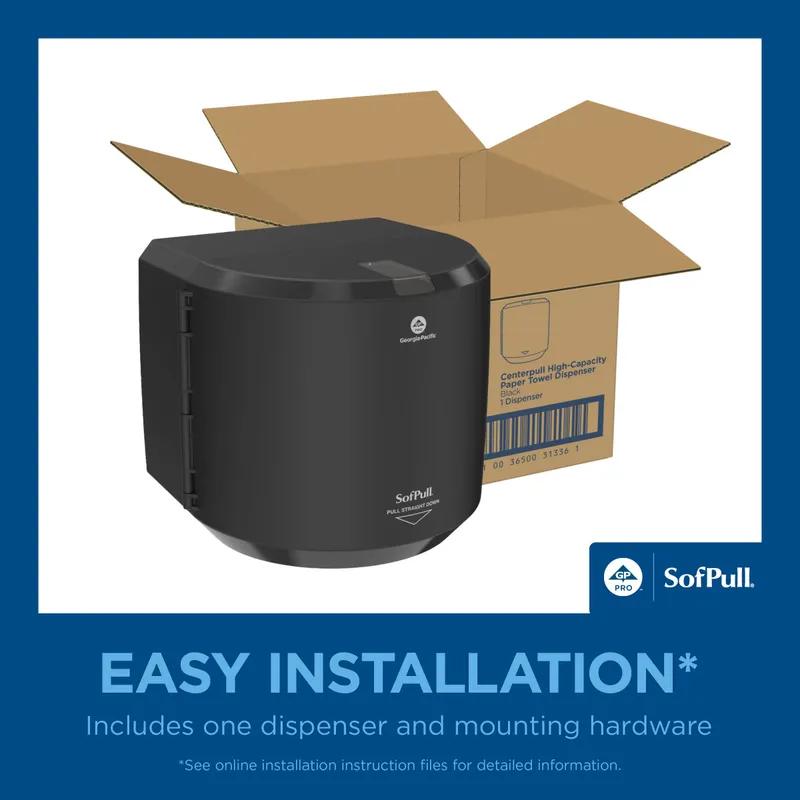 Sofpull® Paper Towel Dispenser Plastic Wall Mount, Locking Black Centerpull High Capacity Viewing Window 1/Each