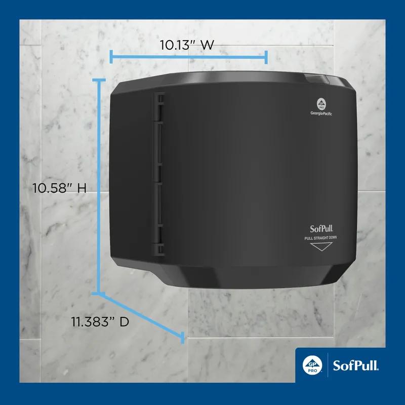 Sofpull® Paper Towel Dispenser Plastic Wall Mount, Locking Black Centerpull High Capacity Viewing Window 1/Each