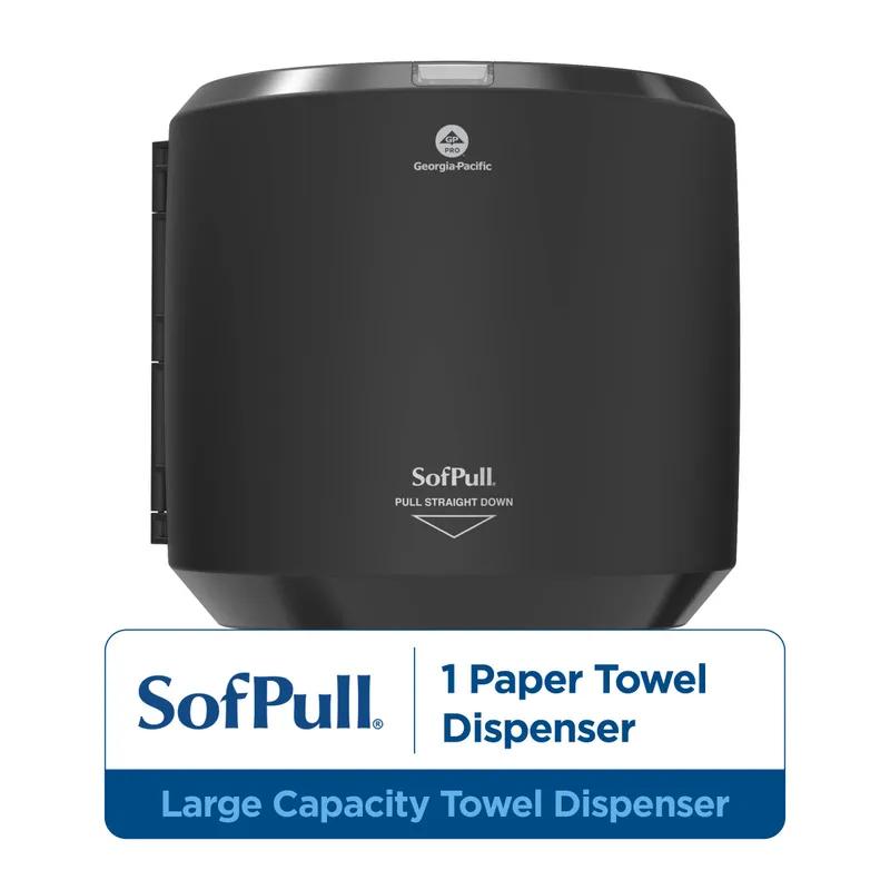 Sofpull® Paper Towel Dispenser Plastic Wall Mount, Locking Black Centerpull High Capacity Viewing Window 1/Each