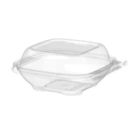 Safe-T-Chef® Deli Container Hinged 6.0625X5.875X2.625 IN PP Clear Square Microwave Safe Tamper-Evident 264/Case