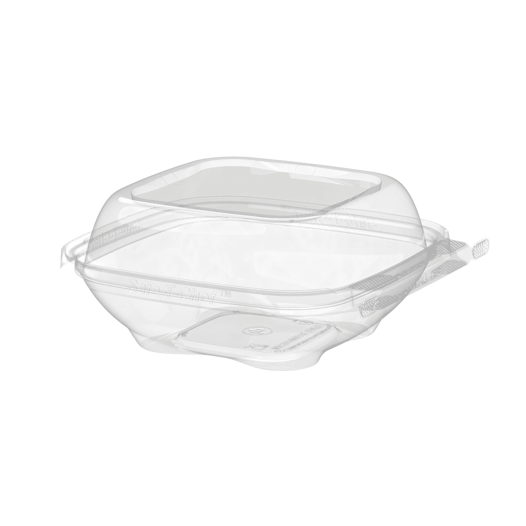 Safe-T-Chef® Deli Container Hinged 6.06X5.88X2.63 IN PP Clear Microwave Safe Tamper-Evident 264/Case