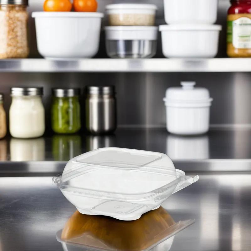 Safe-T-Chef® Deli Container Hinged 6.06X5.88X2.63 IN PP Clear Microwave Safe Tamper-Evident 264/Case
