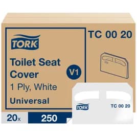 Tork Toilet Seat Cover V1 14.5X9.5 IN 14.5X9.5 IN White Half-Fold Universal Refill 12/Case