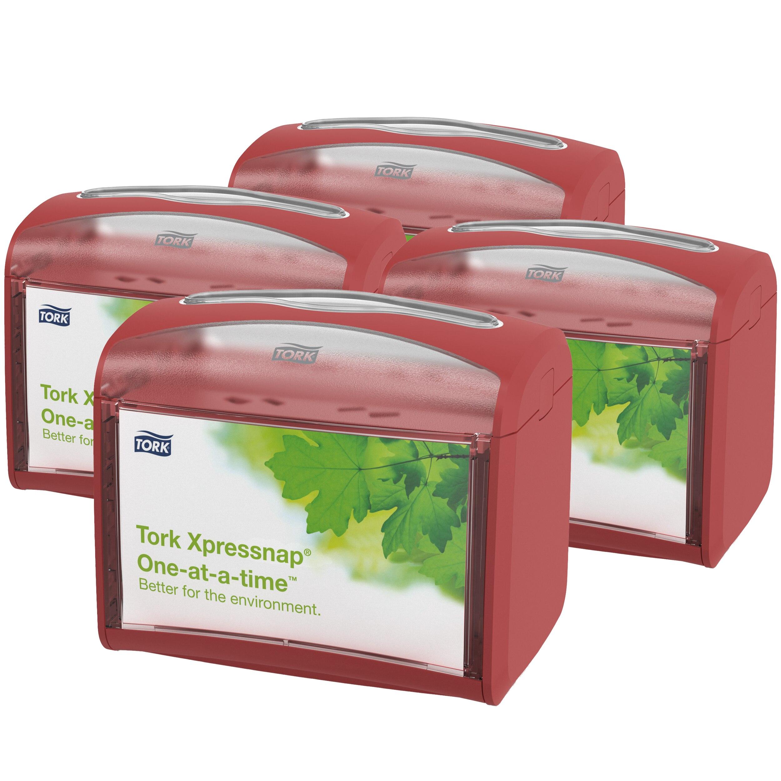 Tork Xpressnap® Napkin Dispenser 5.6X7.9X6.7 IN Red Plastic Tabletop 1/Each