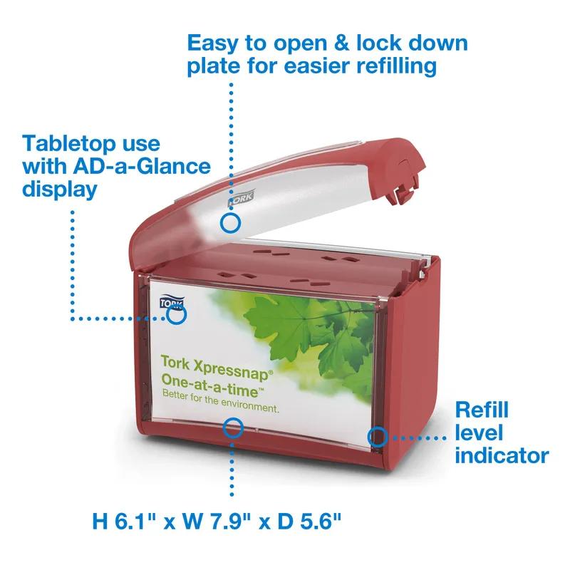 Tork Xpressnap® Napkin Dispenser 5.6X7.9X6.7 IN Red Plastic Tabletop 1/Each