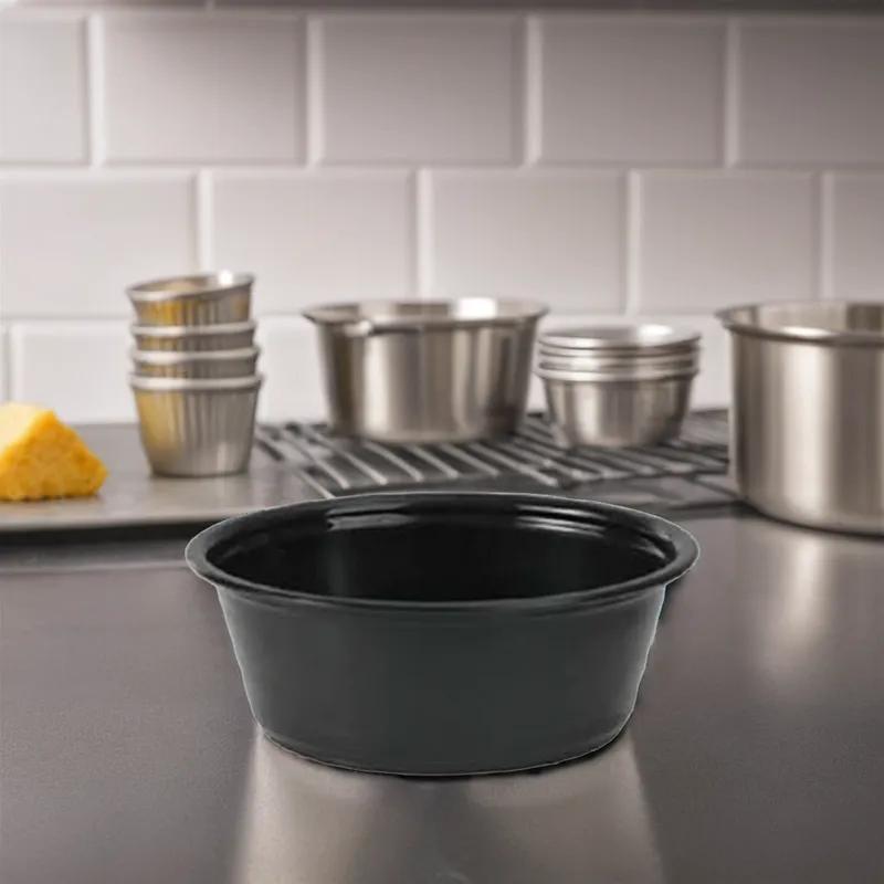Victoria Bay Souffle & Portion Cup 1.5 OZ PP Black Round 2500/Case
