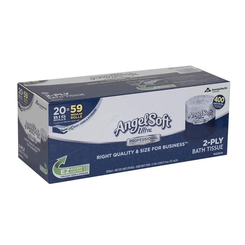 Angel Soft Professional® Toilet Paper & Tissue Roll 4.05X4.5 IN 2PLY White Embossed Premium 400 Sheets/Roll 20 Rolls/Case