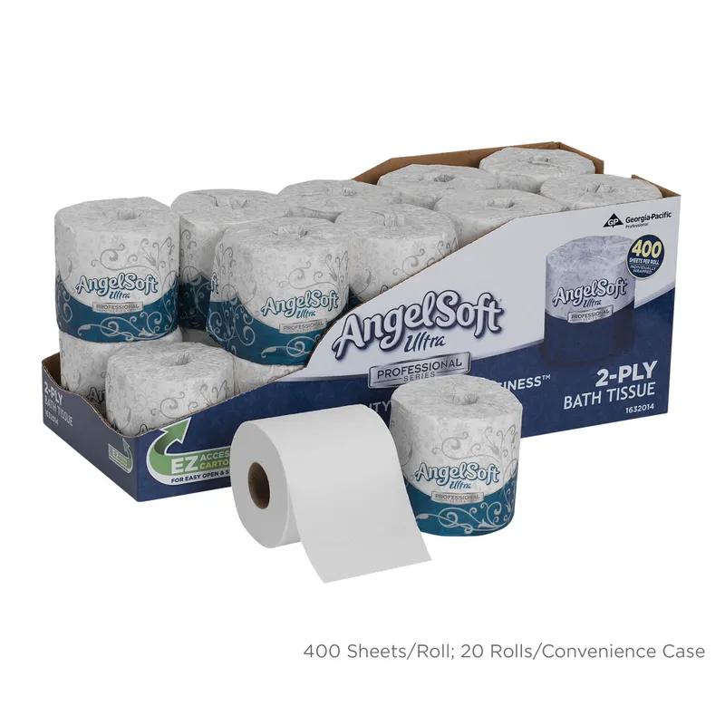Angel Soft Professional® Toilet Paper & Tissue Roll 4.05X4.5 IN 2PLY White Embossed Premium 400 Sheets/Roll 20 Rolls/Case
