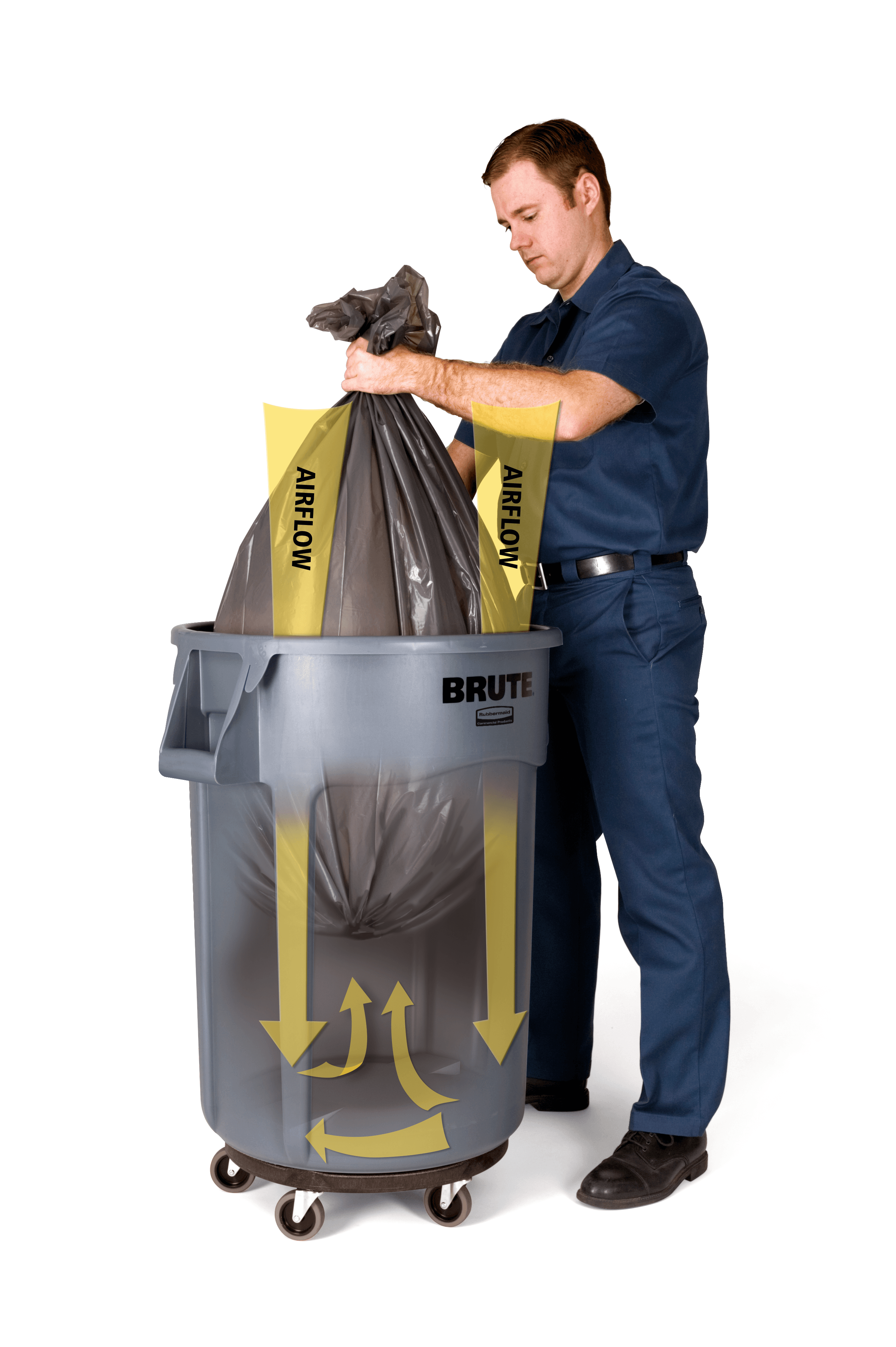 Brute® 1-Stream Trash Can 28.03X24.09X31.3 IN 44 GAL Blue Resin Vented Food Safe 1/Each