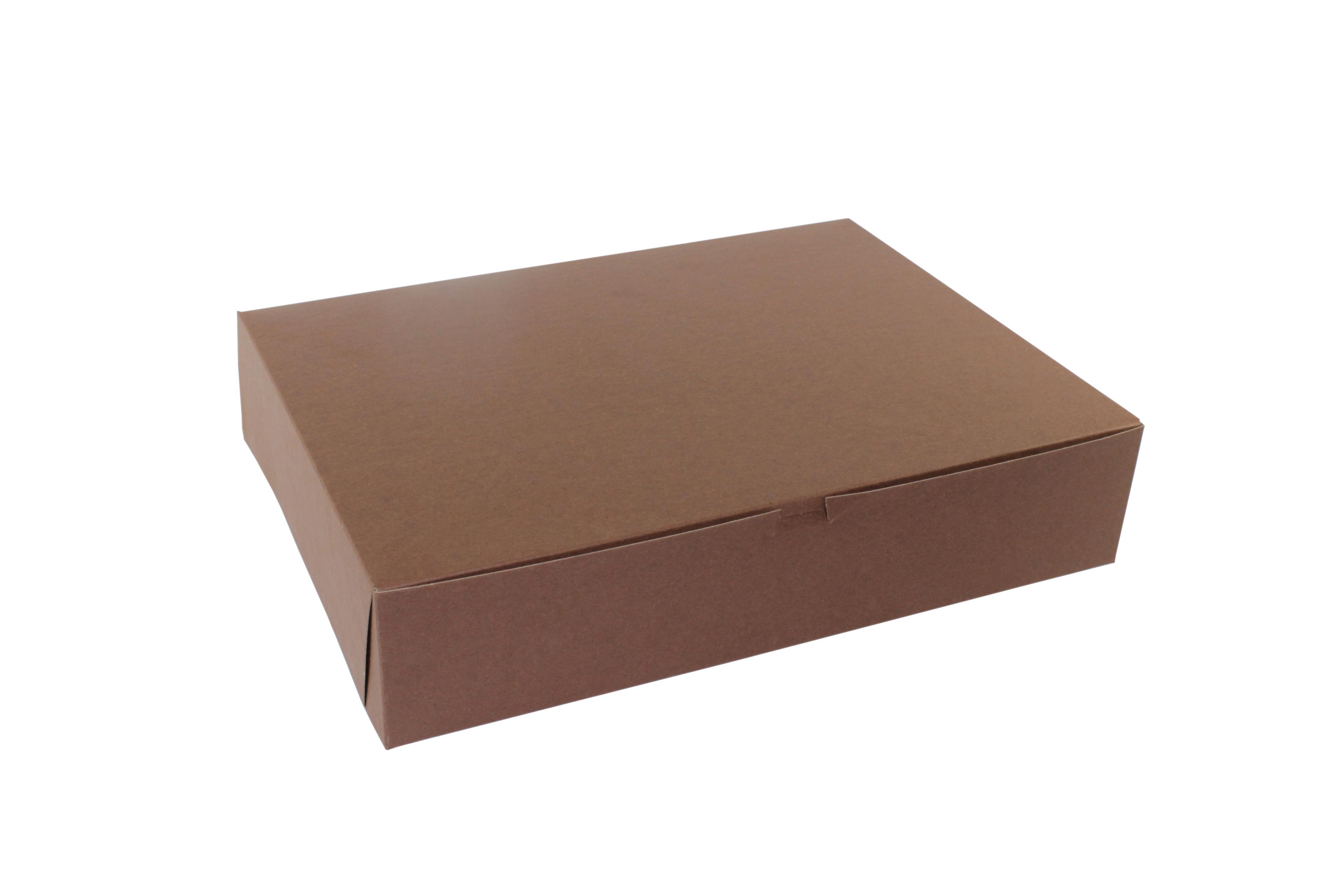 Bakery Box 19X14X4 IN Paperboard Chocolate Corner Lock 1-Piece 50/Case