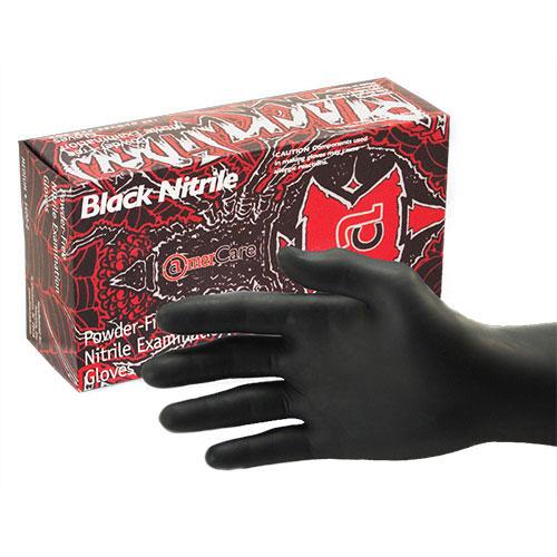 Black Widow Examination Gloves Medium (MED) Black 5.5MIL Nitrile Powder-Free 100 Count/Pack 10 Packs/Case
