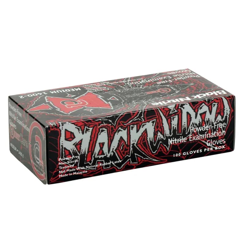 Black Widow Examination Gloves Medium (MED) Black 5.5MIL Nitrile Powder-Free 100 Count/Pack 10 Packs/Case