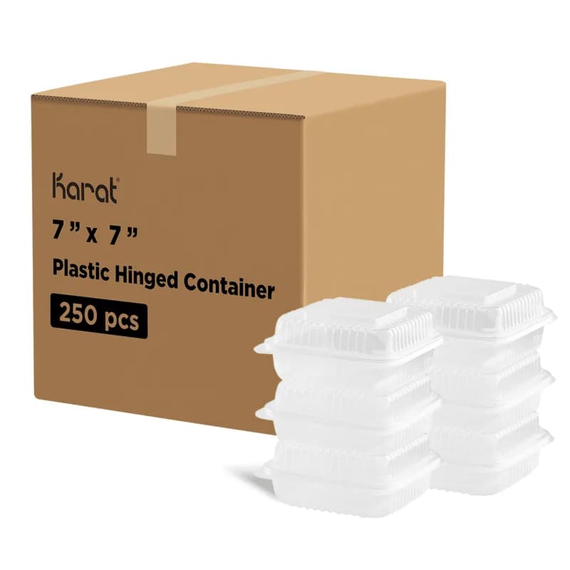 Take-Out Container Hinged 7X7 IN PP Clear 250/Case