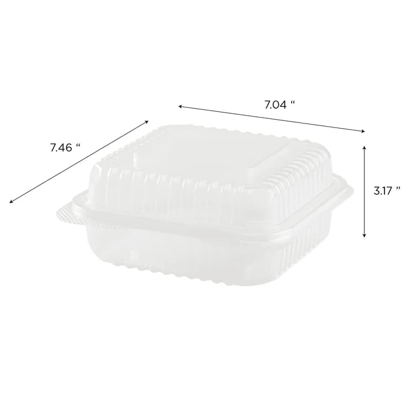 Take-Out Container Hinged 7X7 IN PP Clear 250/Case