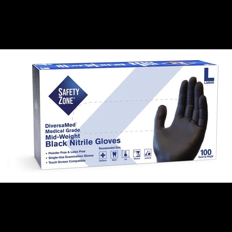Gloves Medium (MED) Black 8.3MIL Nitrile Powder-Free 1000/Case