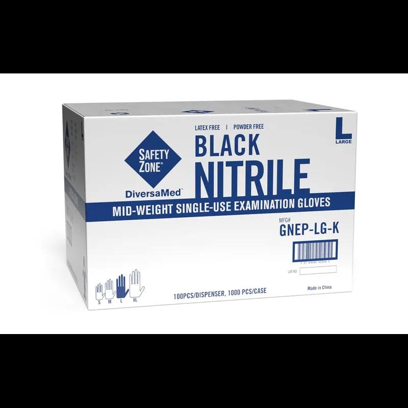 Gloves Medium (MED) Black 8.3MIL Nitrile Powder-Free 1000/Case