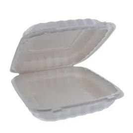 Take-Out Container Hinged With Dome Lid 9.3X8.9X3.1 IN MFPP White Square 120/Case
