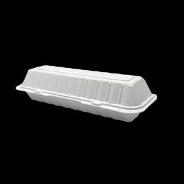 Pebble Box Take-Out Container Hinged 13.23X4.72X3.31 IN PP White Microwave Safe Grease Resistant 150/Case