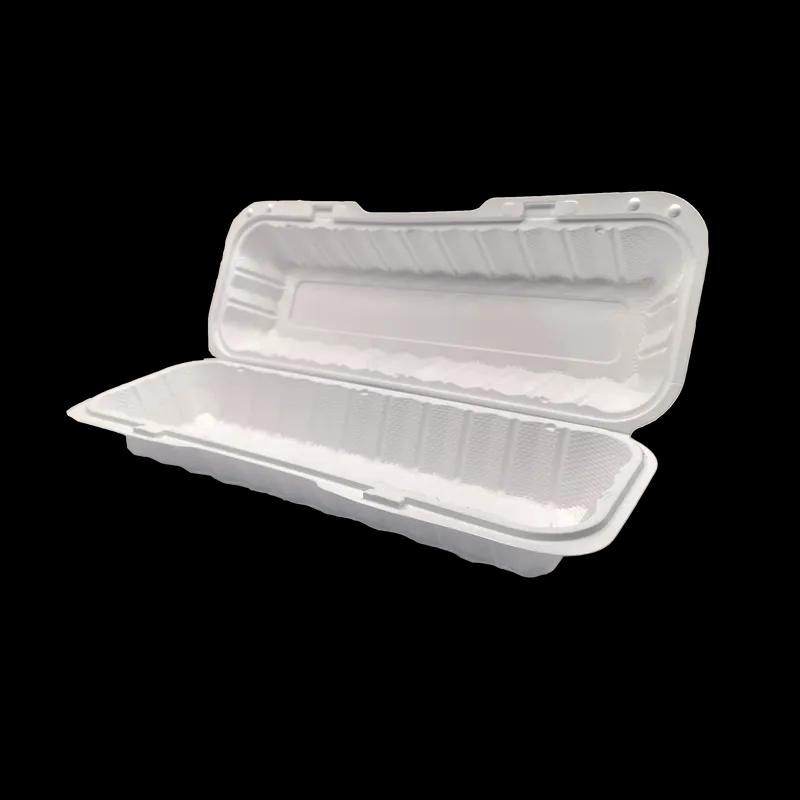 Pebble Box Take-Out Container Hinged 13.23X4.72X3.31 IN PP White Microwave Safe Grease Resistant 150/Case