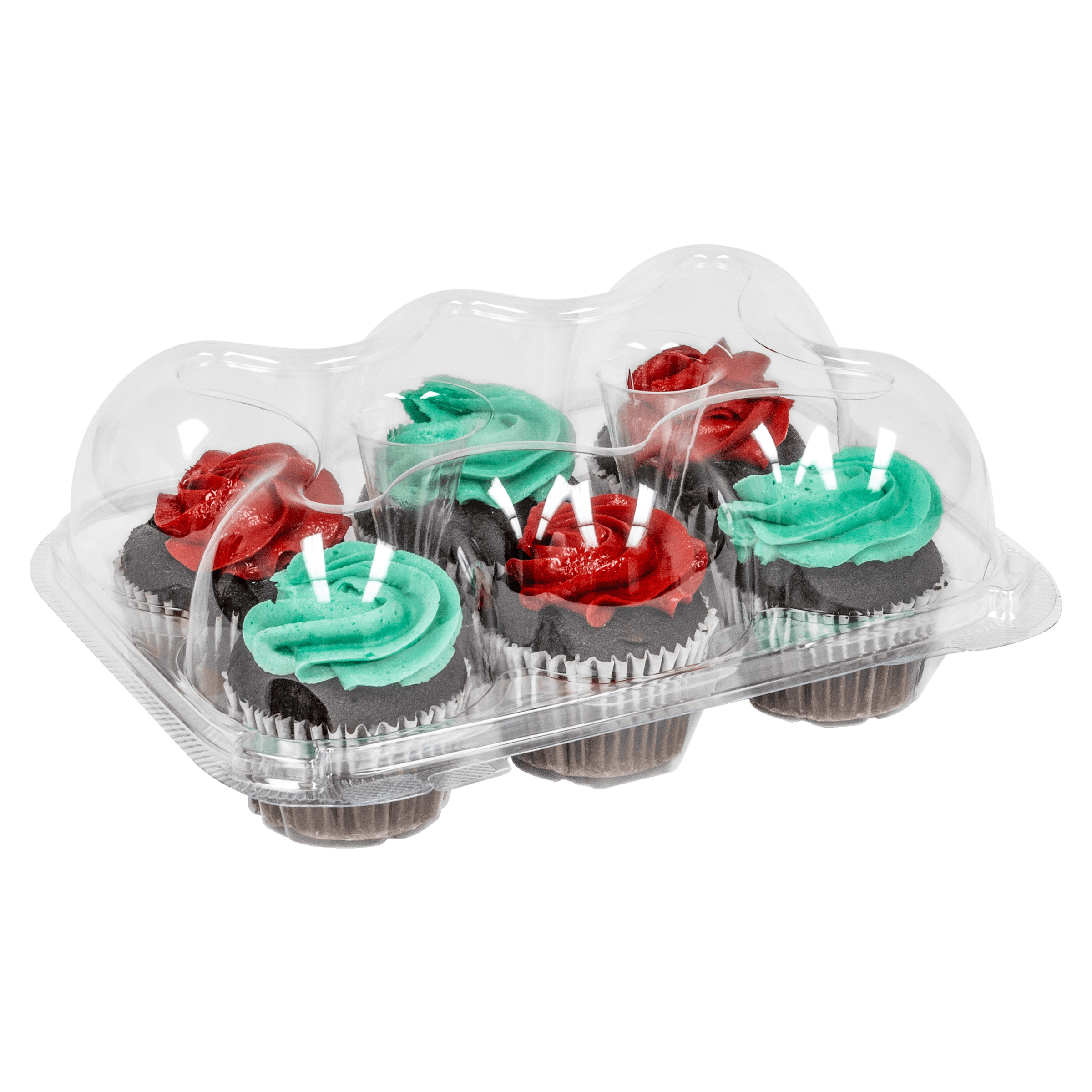 Cupcake Hinged Container With Dome Lid 6 CT 9.63X6.88X3.7 IN PET Clear 150/Case
