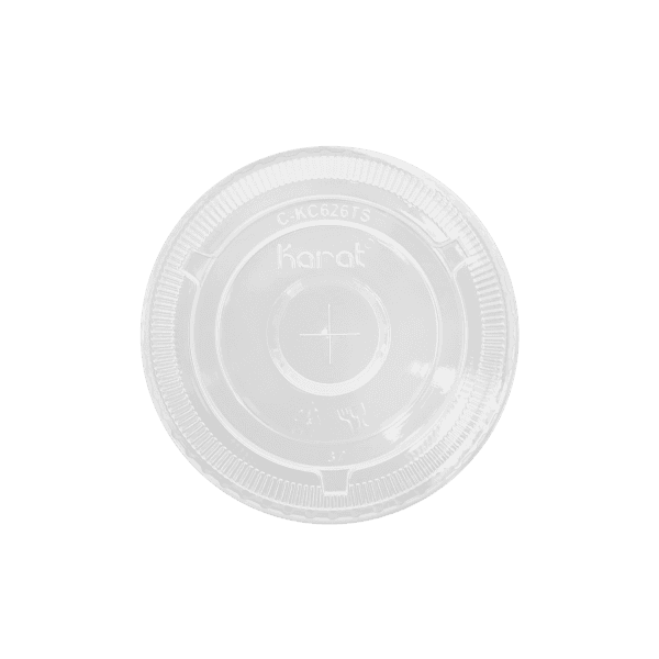 Karat® Lid Flat 3.86 IN PET Translucent For 12-14 OZ Cup No Hole 1000/Case