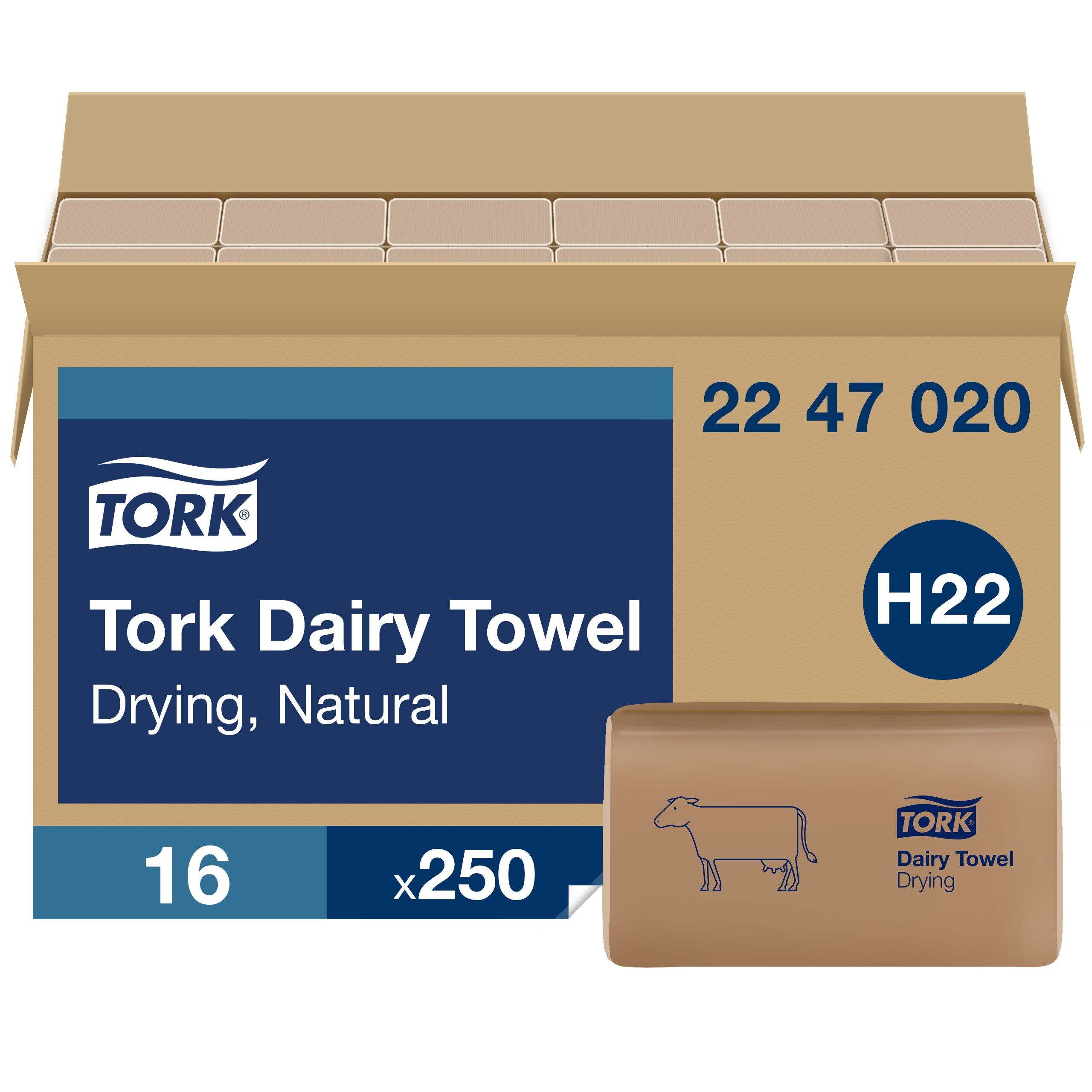 Tork Wiping & Drying Dairy Towel 10.3X9.1 IN Paper Natural Single Fold Embossed Refill 250 Count/Case