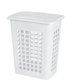 Laundry Hamper 24X13.75 IN White Plastic Hinge Lid 1/Each