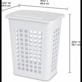 Laundry Hamper 24X13.75 IN White Plastic Hinge Lid 1/Each