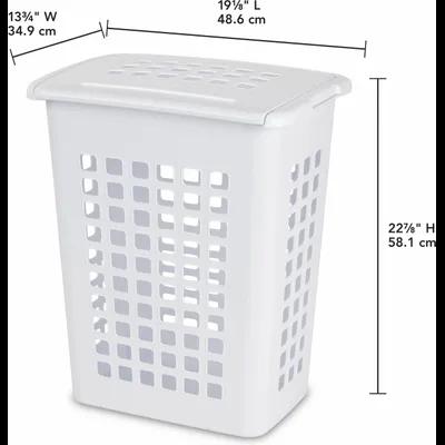 Laundry Hamper 24X13.75 IN White Plastic Hinge Lid 1/Each