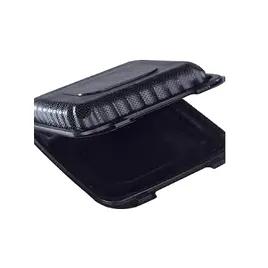 BIONATURE Take-Out Container Hinged 9X9 IN MFPP Black Vented 200/Case
