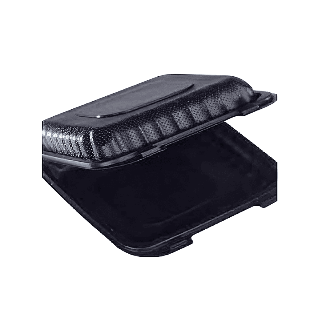 BIONATURE Take-Out Container Hinged 9X9 IN MFPP Black Vented 200/Case