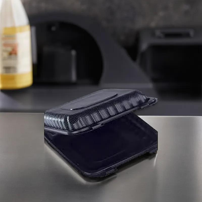 BIONATURE Take-Out Container Hinged 9X9 IN MFPP Black Vented 200/Case
