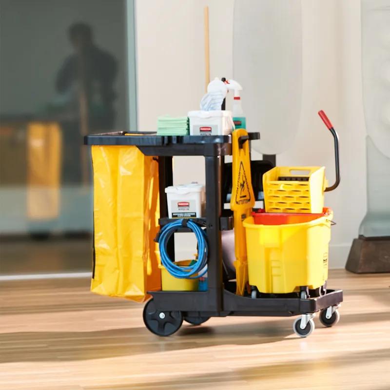 Janitorial Cleaning Cart Bag 24 GAL Yellow Vinyl 24 Gallon Zipper 1/Each
