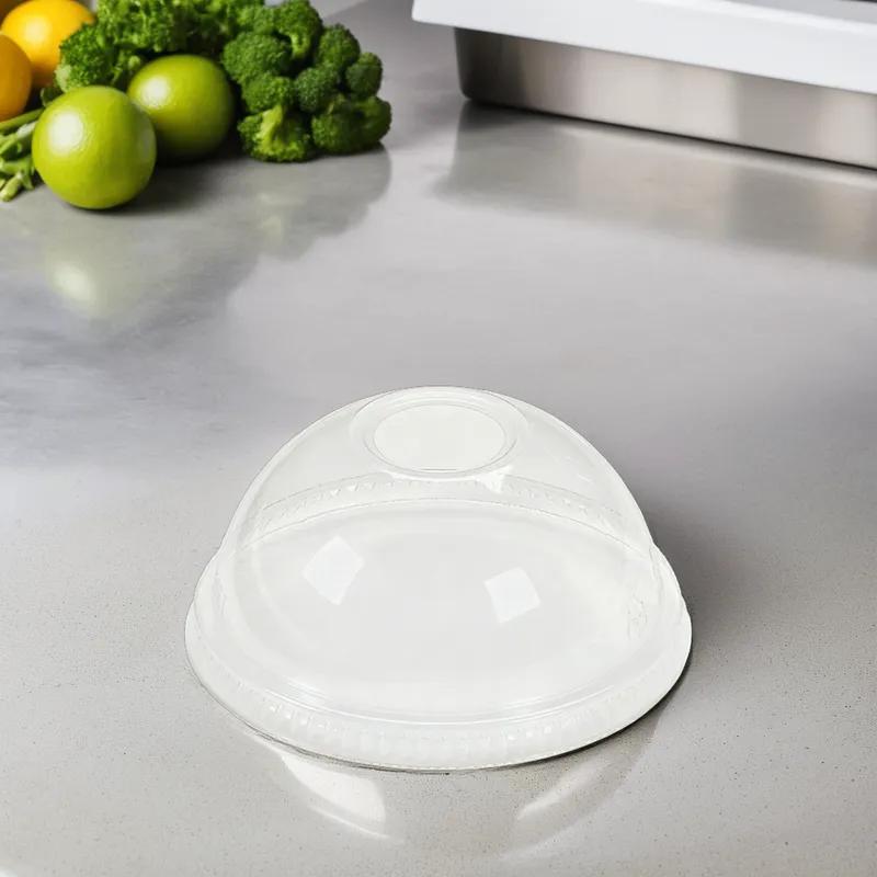 Lid Dome PET Clear For 12-24 OZ Bowl With Hole 1000/Case