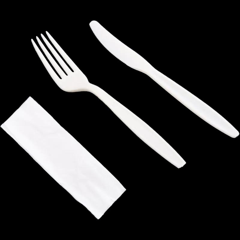 Victoria Bay 3PC Cutlery Kit PLA Corn Heavyweight With Napkin,Fork,Knife 250/Case