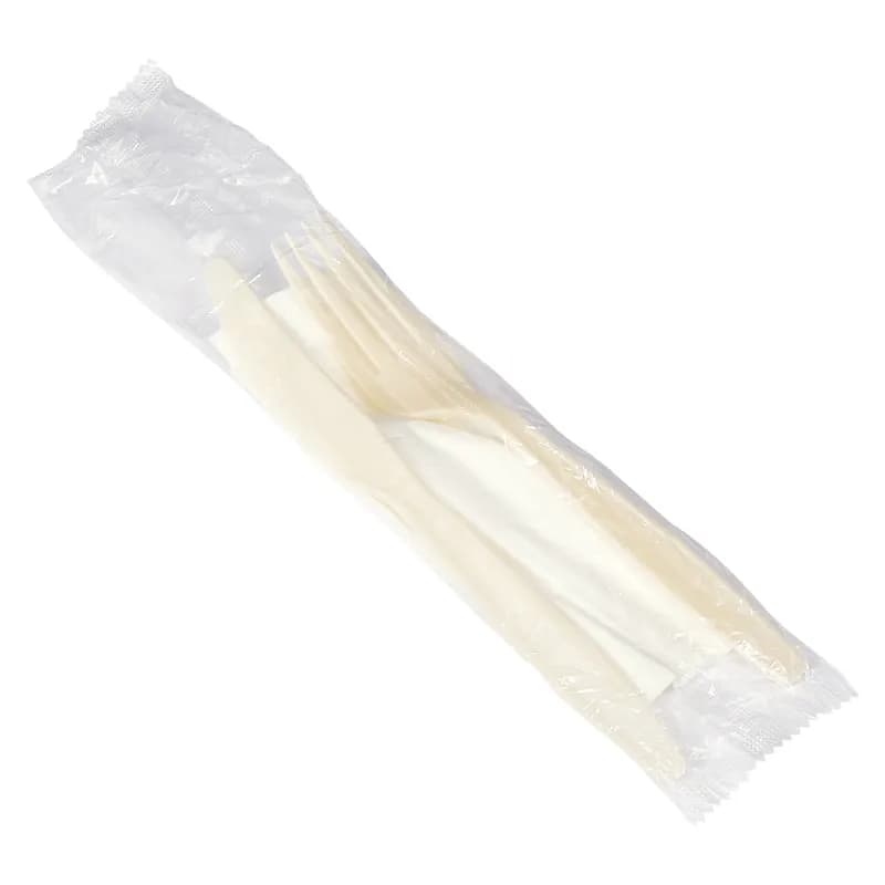 Victoria Bay 3PC Cutlery Kit PLA Corn Heavyweight With Napkin,Fork,Knife 250/Case