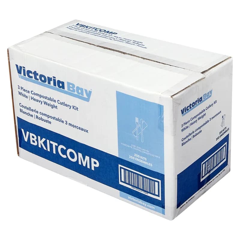 Victoria Bay 3PC Cutlery Kit PLA Corn Heavyweight With Napkin,Fork,Knife 250/Case